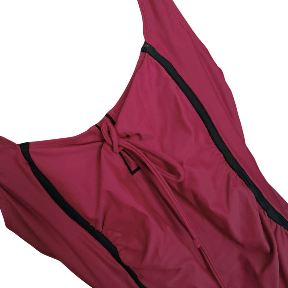 GORGEOUS FULL COVERAGE ONE PIECE BURGUNDY RED BATHING SUIT